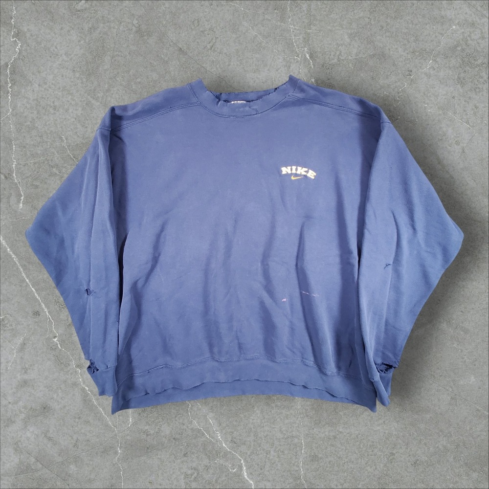 Nike Sweatshirt Mens XXL Blue Vintage 90s Made in USA Distressed Thrashed Faded